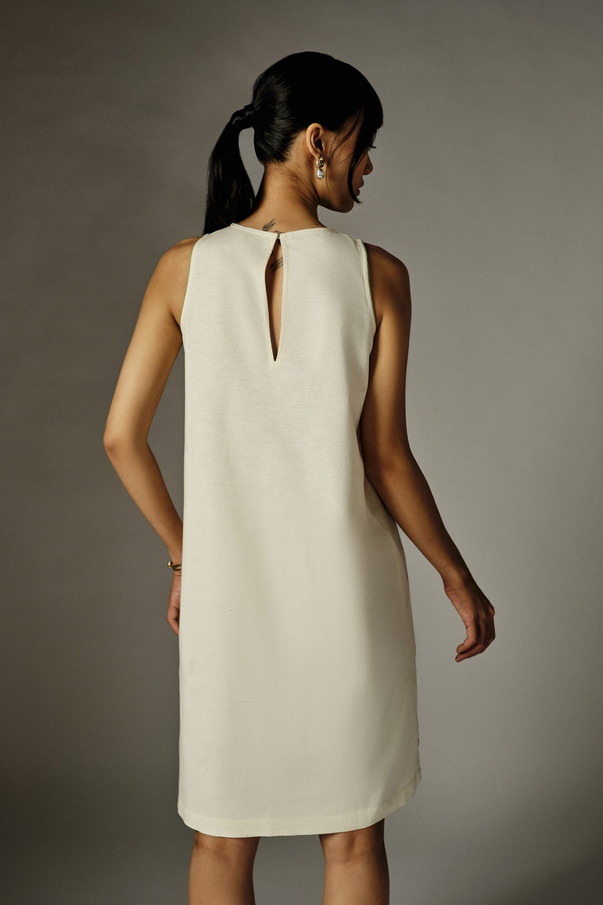 Fleur Off-White Applique Dress, Off White, image 4